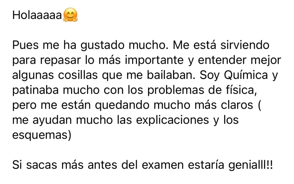 Testimonio opositores FyQ sobre el pack de ejercicios