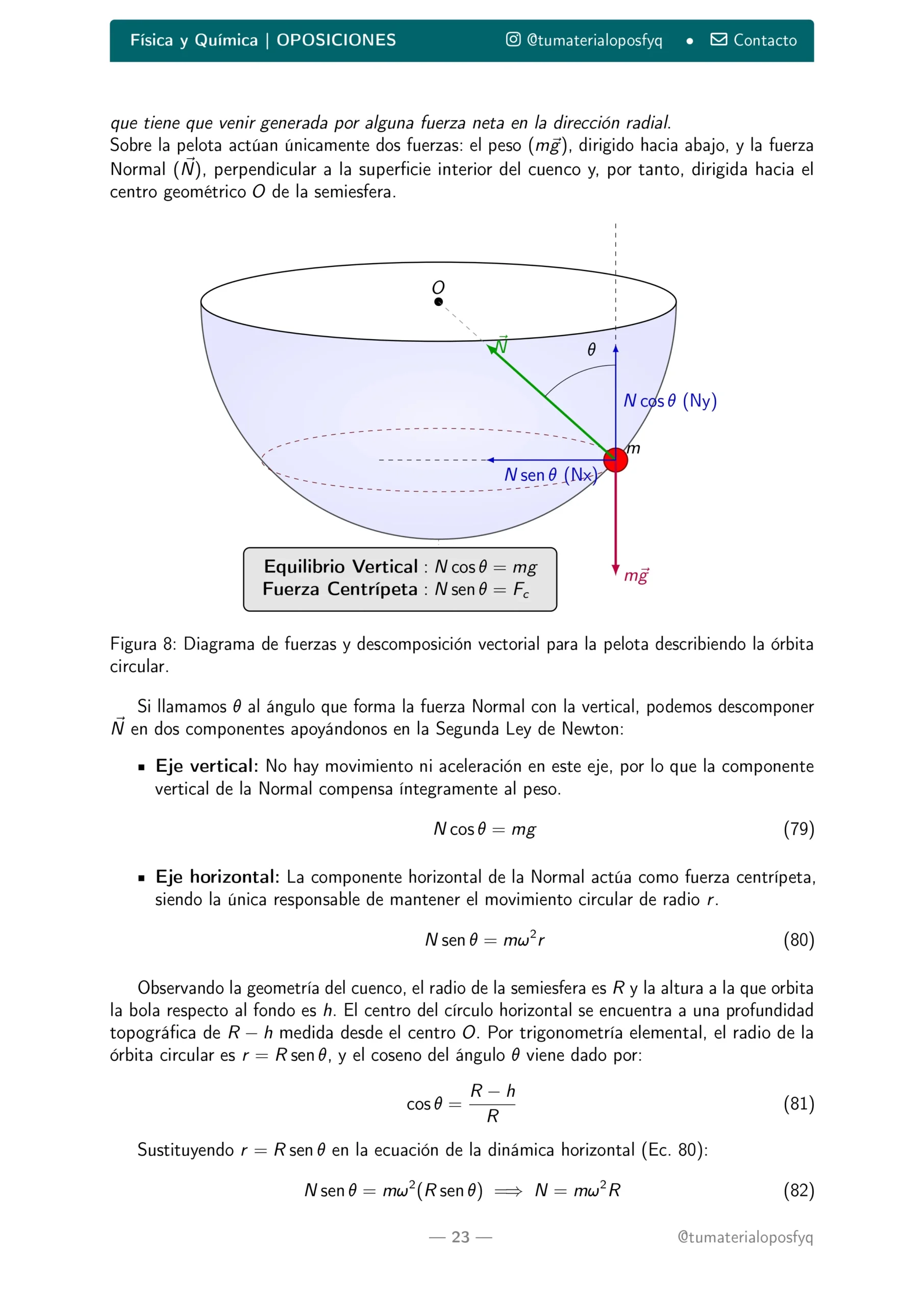 Ejercicio dinámica oposiciones FyQ resuelto paso a paso - parte 2