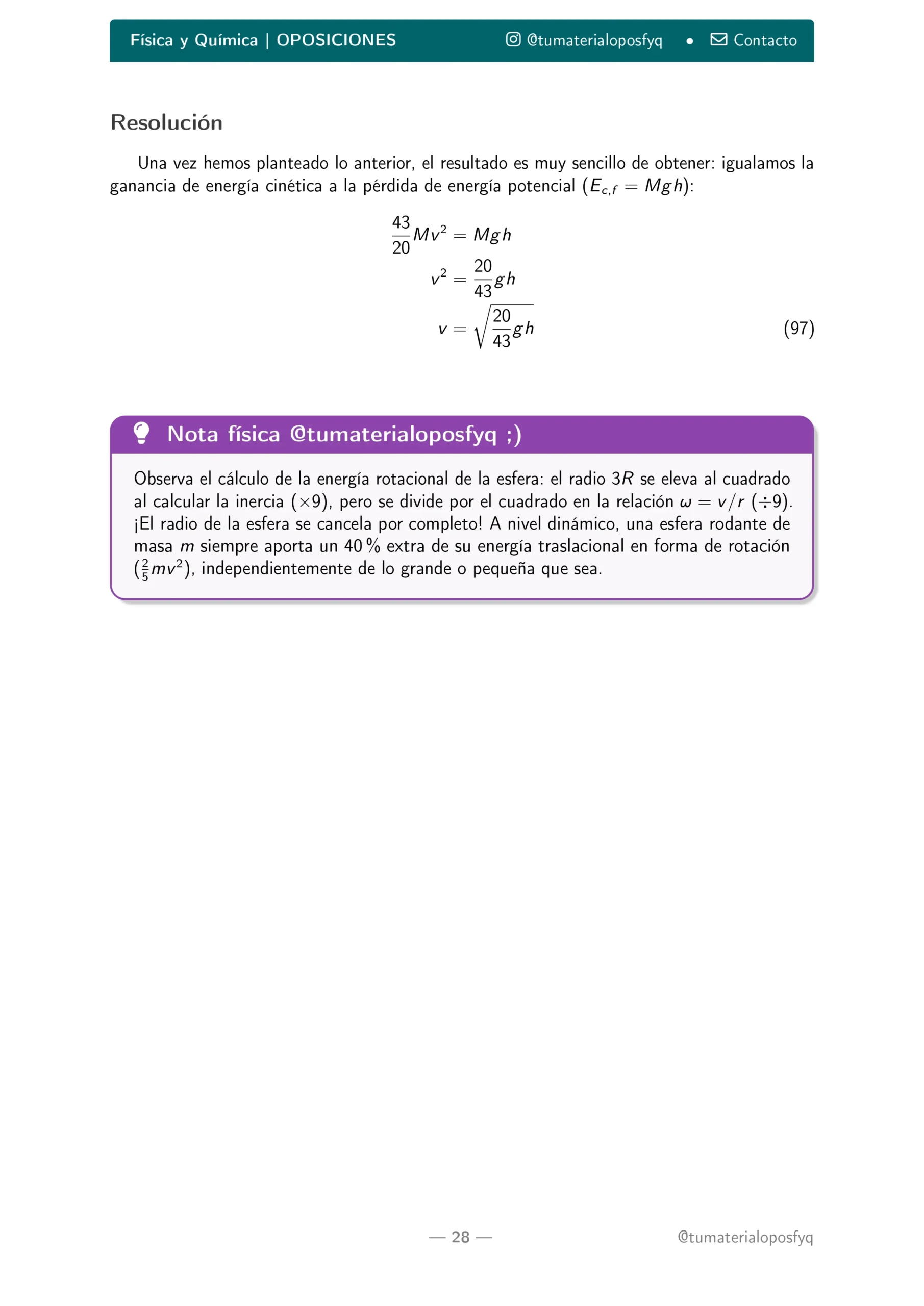 Ejercicio Examen trabajo y energía Oposiciones FyQ resuelto paso a paso parte 3